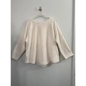LOFT Plus Size Cozy Cream Women's Fleece Pullover Sweater Size 20/22